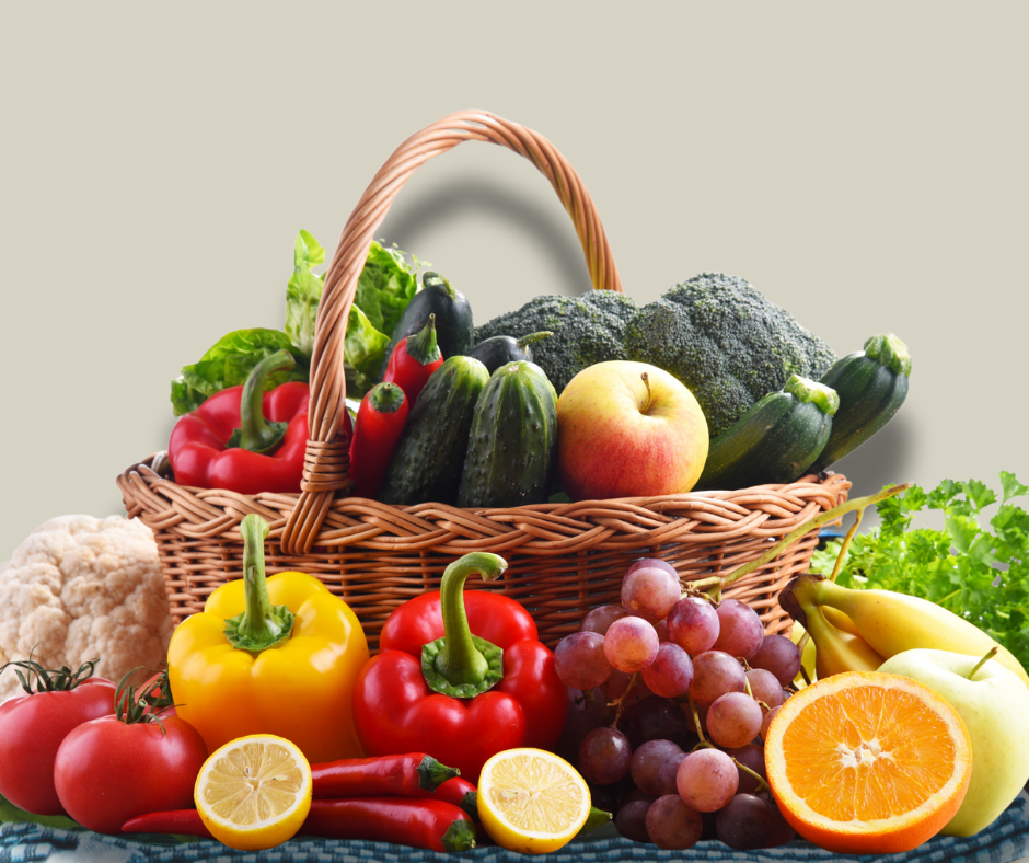 Basket of fruits and veggies 