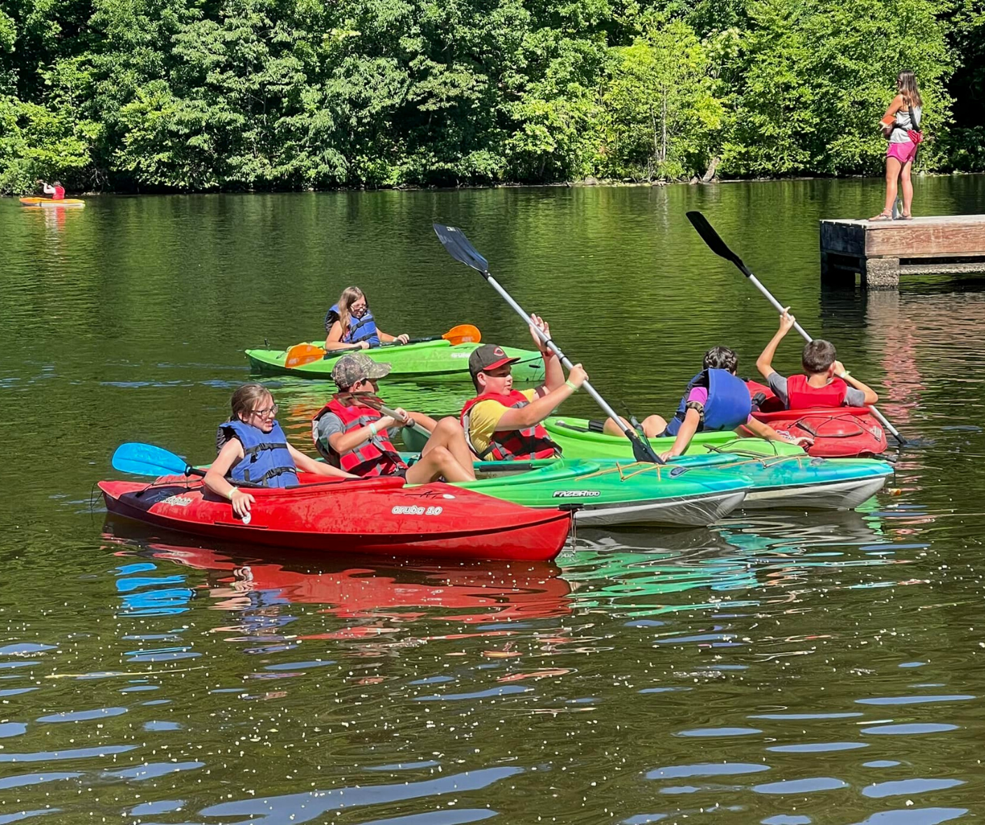 4-H Kids Kayaking at 4-H Camp