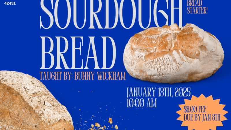 Sourdough Bread Course January 13, 2025 at 10AM